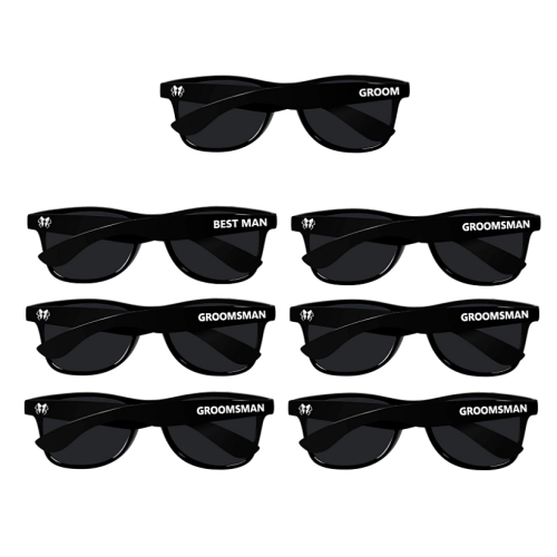 Sunglasses for groomsmen gifts Bachelor Party 7pcs Wedding Sunglasses for Groom, Best man, Groomsmen Gifts Wedding Favor (Black)