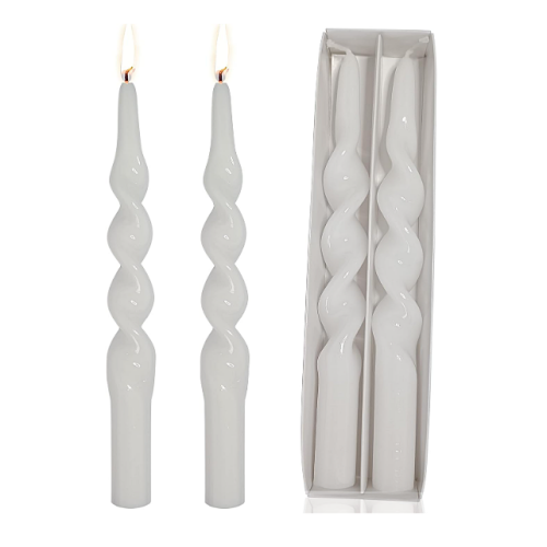 White wedding candles Spiral Candlesticks Unscented -Set of 2 Twisted...